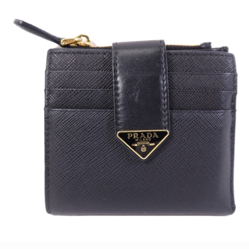Prada Black Saffiano Calfskin Leather Bi-Fold Wallet
